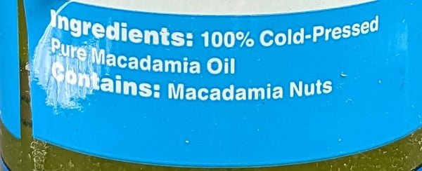 Cold Pressed Pure Macdamia Oil